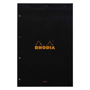 Rhodia Classic Üstten Zımbalı A4 Çizgili Defter Black 206009C